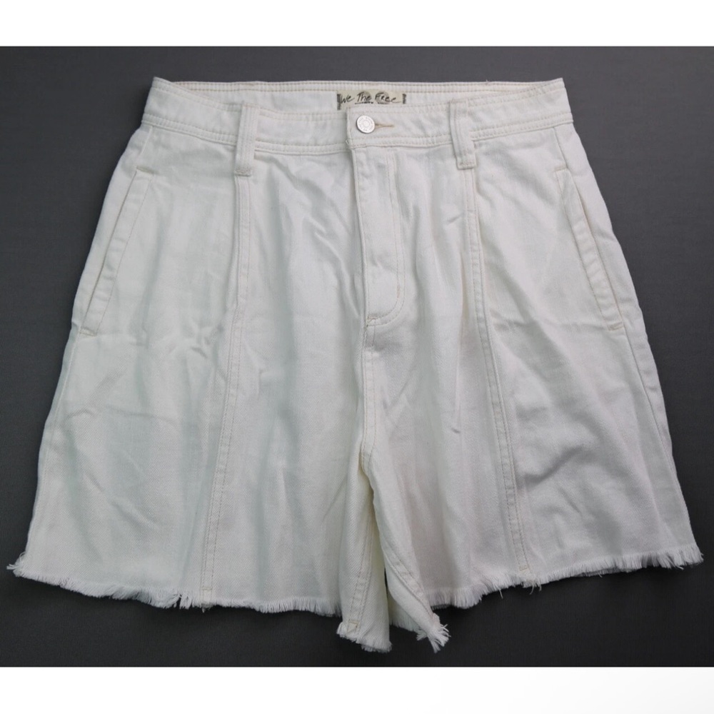 Free People White Jean Shorts Relaxed Fit Summer Essential